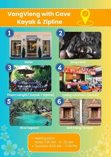 From Vientiane: Vang Vieng Tour with Cave Kayak & Zipline - Lunch at Laung Xai Kham Restaurant