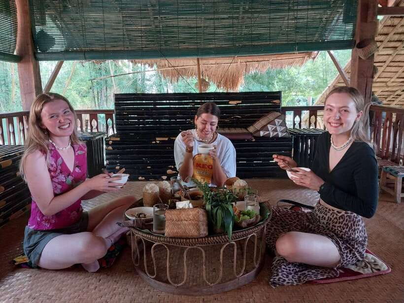 Luang Prabang: Bamboo Experience & Kuang Si Falls Tour - Weaving a mat with a master teacher